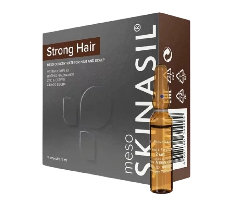trihologicheskij mezo koncentrat dlya volos i kozhi golovy strong hair 10 amp2ml skinasil rossiya