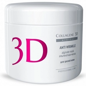 alginatnaya maska dlya lica i tela anti wrinkle s ekstraktom spiruliny 200 gr collagene 3d rossiya