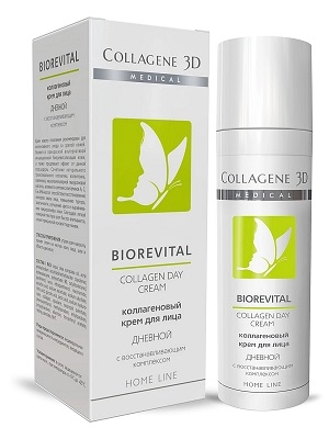 dnevnoj krem dlya lica s vosstanavlivayushchim kompleksom biorevital day 30 ml collagene 3d rossiya