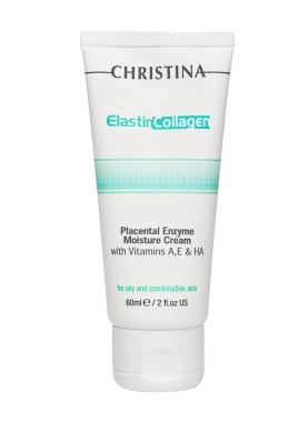 uvlazhnyayushchij krem s vitaminami a e i gialuronovoj kislotoj dlya zhirnoj i kombinirovannoj kozhi elastin kollagen placentarnyj ferment 60 ml christina izrail