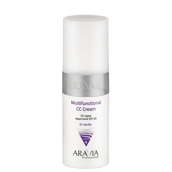 cc krem zashchitnyj spf 20 multifunctional cc cream ton 01 vanilla 150 ml aravia professional rossiya