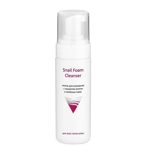 penka dlya umyvaniya s mucinom ulitki i zelyonym chaem snail foam 160 ml aravia professional rossiya