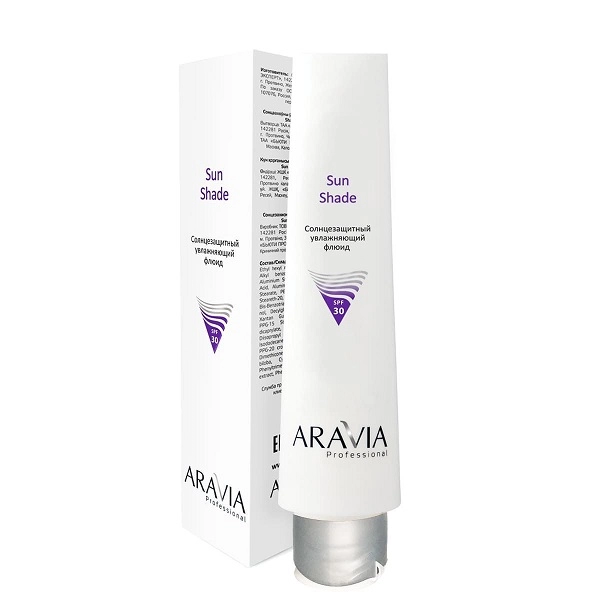 solncezashchitnyj uvlazhnyayushchij flyuid sun shade spf 30 100 ml aravia professional rossiya