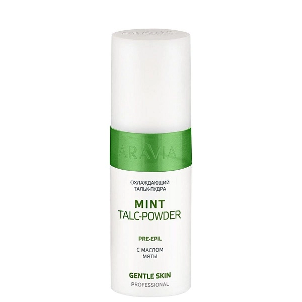 talk pudra ohlazhdayushchij s maslom myaty mint talc powder 150 ml aravia professional rossiya