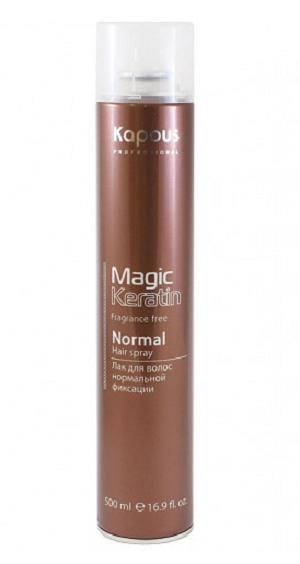 lak aerozolnyj dlya volos normalnoj fiksacii s keratinom 500 ml kapous professional rossiya