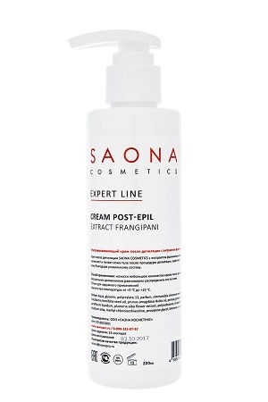 krem uvlzhanyayushchij posle depilyacii s ekstraktom frandzhipani 200 ml saona cosmetics rossiya