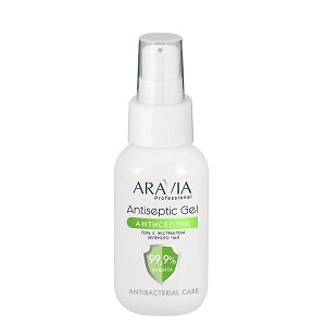 gel antiseptik dlya ruk s ekstraktom zelenogo chaya gel antiseptic 50 ml aravia professional rossiya