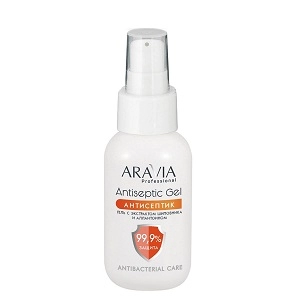 gel antiseptik dlya ruk s ekstraktom shipovnika i allantoinom gel antiseptic 50 ml aravia professional rossiya