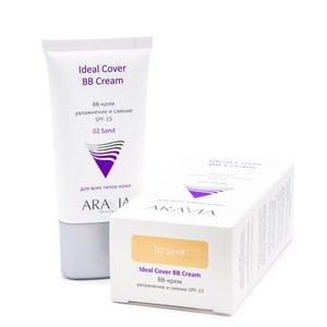 bb krem uvlazhnyayushchij spf 15 ideal cover bb cream ton 02 sand 50 ml aravia professional rossiya